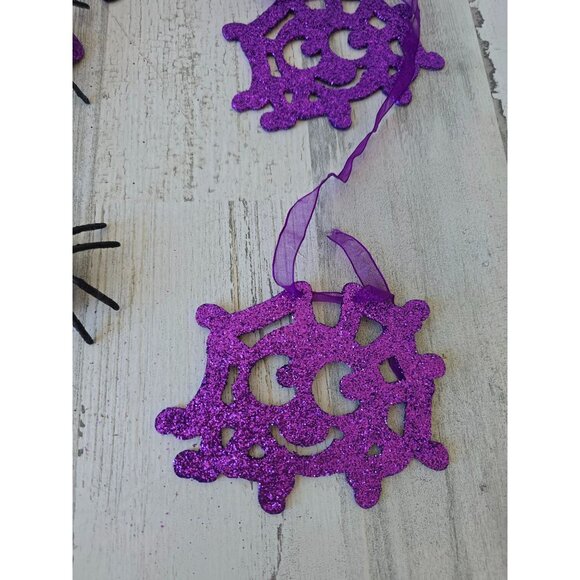 Purple glitter spider Halloween Garland figurine sparkle set - Picture 2 of 9